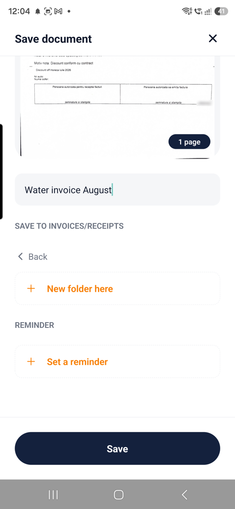 DocAZ save document screen