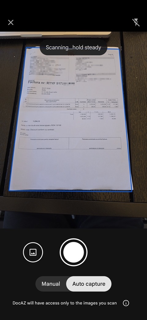 DocAZ scanning a document